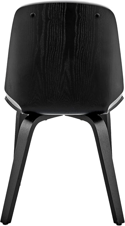 Armen Living Brinley Mid Century Modern Gray Faux Leather and Black Wood Dining Room Accent Side Chair for Kitchen Table Desk Vanity