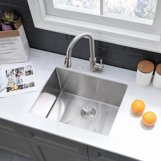 Stainless Steel Undermount Laundry Room Sink-VASOYO 24x19x13 Undermount Laundry Sink Stainless Steel 16 Gauge Single Bowl Deep Under Mount Kitchen Utility Sinks Outdoor Basin