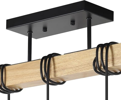Rustic Vintage Wood Ceiling Light, 3-Light Retro Semi Flush Mount Ceiling Light Fixture, Industrial Farmhouse Ceiling Lamp for Hallway Bedroom Entryway Farmhouse Dining Room Living Room