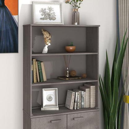 Highboard Top, Light Grey Solid Pine Wood, Lacquered Finish, 33.5x13.8x39.4 in, Rustic Storage Cabinet for Living Room, Durable Furniture Kitchen Furnitur