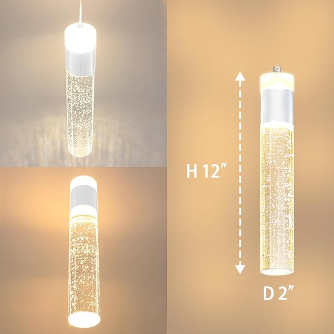 Dimmable Chrome 4-Light Pendant Lights Kitchen Island Modern LED Crystal Ceiling Light for Dinning Room Living Room 32W