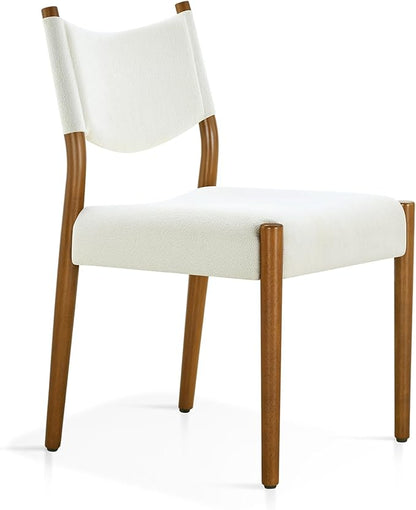 KISLOT Upholstered Dining Chairs Set of 2, Solid Wood Armless Kitchen Chairs with Soft Polyester Fabric, 18.9" Seat Height, Modern Dining Room Seating, 300 lbs Capacity, Linen