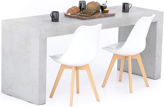 Mobili Fiver, Evolution Dining Table 70.9 x 23.6 in, Concrete Effect, Grey with Two Legs, for 6 People, Modern Dining Table for Kitchen, Italian Furniture