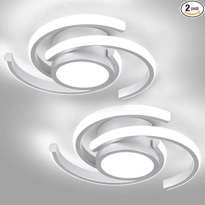 ADISUN LED Modern Ceiling Light, 6000K Semi Flush Mount Ceiling Light Fixture, Unique Ceiling Lamp for Living Room Bedroom Corridor Aisle Hallway, 2 Pack, Silver