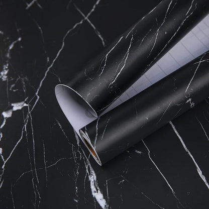 practicalWs 23.6''×118'' Marble Contact Paper Black/White Peel and Stick Wallpaper Thicken Self Adhesive Black Wallpaper for Countertops Cabinets Decorative Easy to Remove