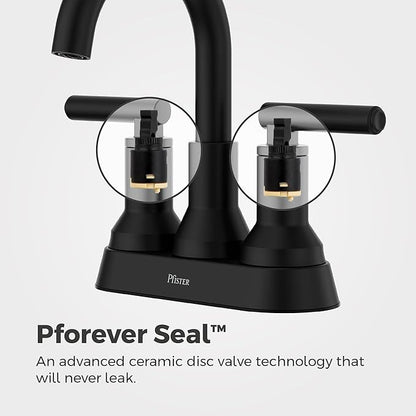 Pfister Capistrano Bathroom Sink Faucet, 4-Inch Centerset, 2-Handle, 3-Hole, NSF Certified, Spot Defense Matte Black Finish, LF048CSOSDB (Pack of 3)