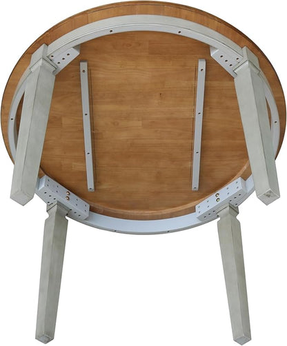 IC INTERNATIONAL CONCEPTS 44 x 44 in Round Top Solid Wood Dining Table in Hickory/Stone