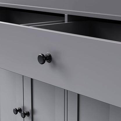 74.5 Inch Kitchen Island with Extendable Dining Table, Rolling on Wheels, Spice Rack, 2 Drawers, 4 Door Cabinet(Gray)