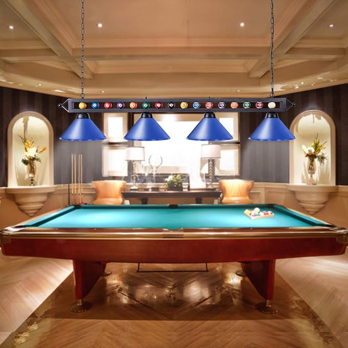 Wellmet Pool Table Light, 70-Inch 4-Light Billiard Pendant Fixture for Game Room, Adjustable Industrial Hanging Light for Over Billiard Table, Kitchen Island, Dining Table, or Man Cave
