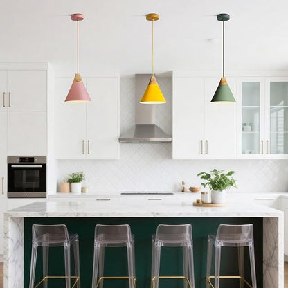 KCO Lighting Cone Pendant Lights Kitchen Island Small Pendant Light 3 Pack Barn Hanging Lights Indoor Nordic Pendant Lighting Pink Pendant Light Fixture