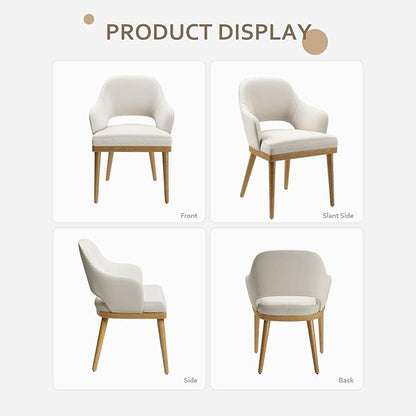 MALOL Wooden Dining Chairs Set of 4, Modern Fabric Upholstered Dining Room Chair, Kitchen Side Chairs, Farmhouse Dinner Chair with Open Back for Kitchen, Beige