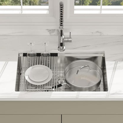 27 Inch Undermount Kitchen Sink - Beslend ADA 7 Inch Depth 27x18 Undermount Worksation Sinks Under Counter Stainless Steel 16 Gauge Mobility Friendly Sink for Wheelchair Accessible Kitchen