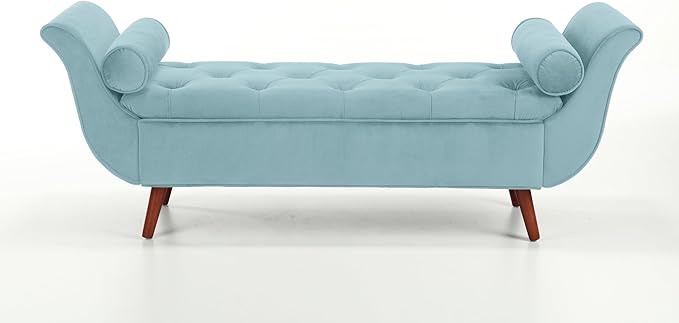Modern Ottoman Bench with Storage, Upholstered Footstool for Bedroom Living Room Hallway, Bedside Pouf Toy Storage Ottoman Footrest, Versatile Storage Chest Bench Seat,BlueMulti-Velvet