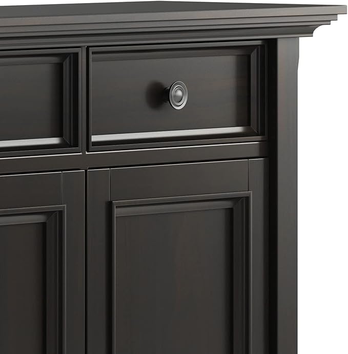 SIMPLIHOME Amherst 36-inch Wide Transitional-Style Storage Cabinet in Hickory Brown with Drawers and Adjustable Shelves for Entryway or Living Room