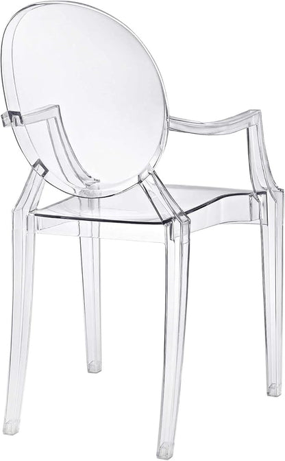 Modway Casper Modern Acrylic Stacking Kitchen and Dining Room Arm Chair in Clear - Fully Assembled