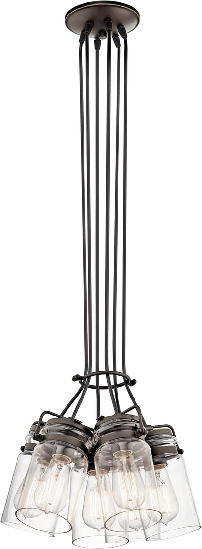 Kichler Brinley 7.75" 6 Light Pendant with Clear Glass Olde Bronze®
