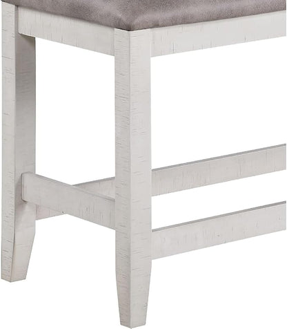 Maykoosh Counter Height Bench 54 Inch Upholstered Fabric Bench, White Kitchen Island Seating