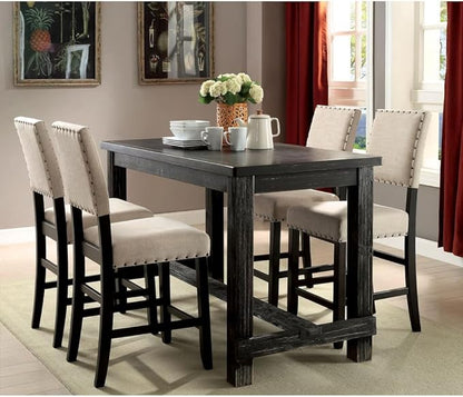 Counter Height Dining Table with Center Support Beam for Kitchen Island Seating