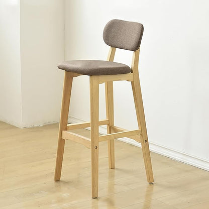 28" Counter Height Stools Set of 2, Farmhouse with Curved Back Solid Wood Legs, Linen Kitchen Island Dining Chairs,Natural C-Set of 2