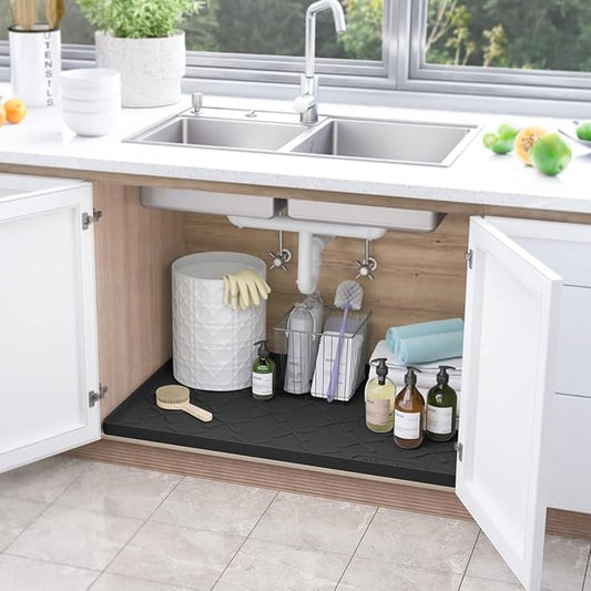 SIKADEER Under Sink Mat Waterproof 34" x 19", Silicone Mat Kitchen Drawer Shelf and Cabinet Liner, Sink Protector for Kitchen Organizers and Storage, Boot Tray Pet Food Mats