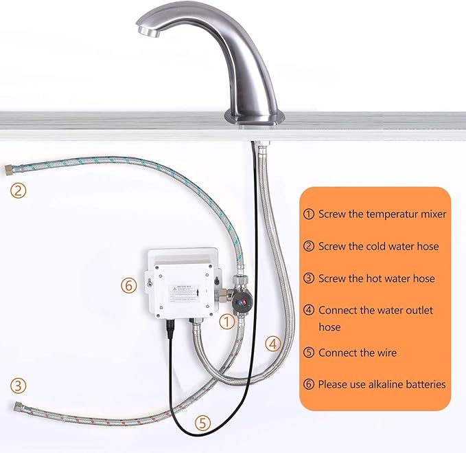 Touchless Bathroom Faucet with Automatic Sensor Function, Bathroom Sink Faucet with Hole Cover Plate, Chrome