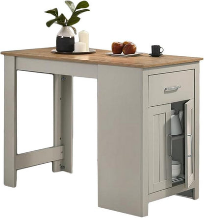 Benjara 3 Piece Counter Height Dining Table Kitchen Island with Storage, Brown and Gray