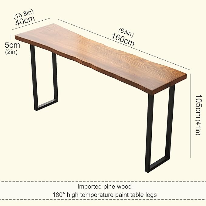 Counter Bar Height Table Kitchen Pub Coffee High Top Table Long Narrow Dining Table for Small Spaces with Sturdy Metal Frame for Small Spaces Balcony Coffee Shops-Table Only(160*40*105cm)