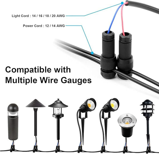 100 Pack Low Voltage Landscape Light Wire Connector Outdoor 14-20 Gauge Cable Connectors for Landscape Path Lights Work with Malibu Paradise Moonrays and More