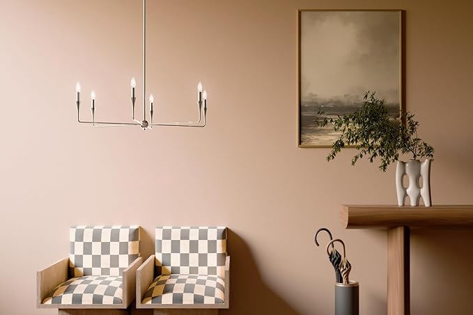 Kichler Alvaro 6-Light Chandelier, Soft Modern Light in Polished Nickel, for Dining or Living Room, Office or Bedroom (19.25" x 40.25"), 52690PN