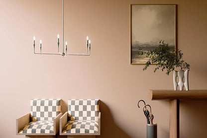 Kichler Alvaro 6-Light Chandelier, Soft Modern Light in Polished Nickel, for Dining or Living Room, Office or Bedroom (19.25" x 40.25"), 52690PN