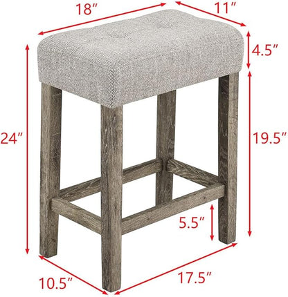 4 Piece Dining Table Set with 3 Stools, Small Kitchen Table Set Kitchen Island Table with Power Outlet, Space Saving Bar Industrial Bar Table and Chairs Set,for Living Dining Game Room,Brown