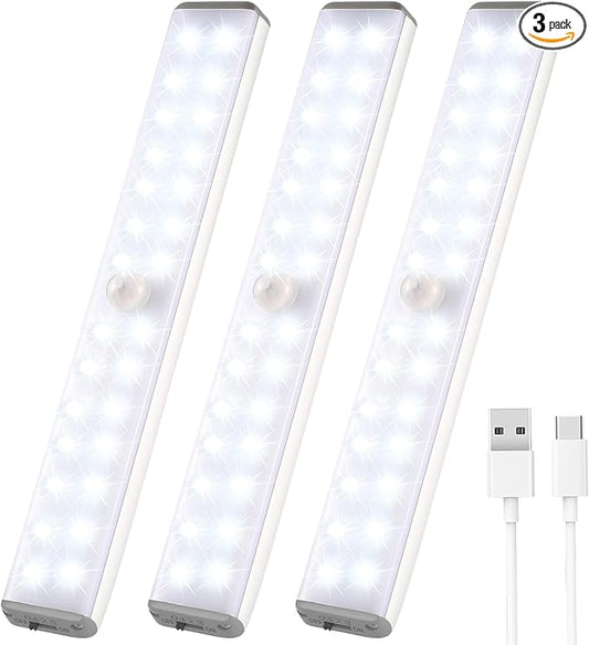 LED Closet Light Motion Activated,28LED Type-C Under Cabinet Lights, Homelife Motion Sensor LED Lights, Stick-on Anywhere Battery Operated Motion Sensor Night Light for Closet Hallway Stairway Lamp