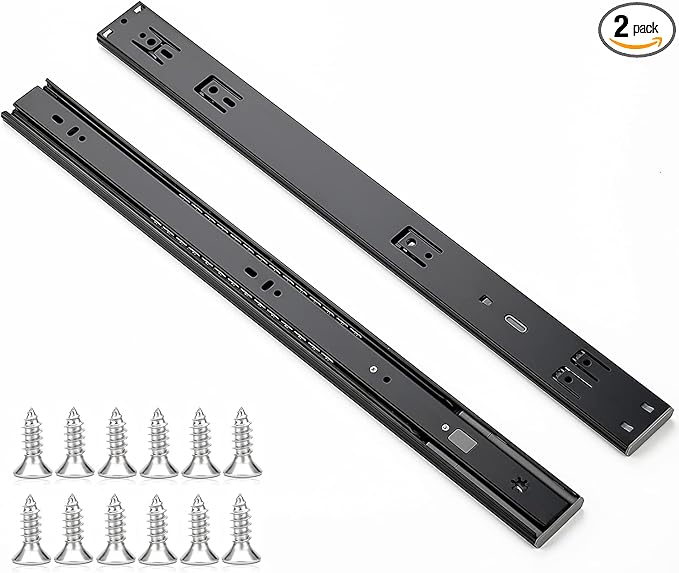 Ravinte 20 Inch Soft Close Drawer Slides 2 Pairs 4 Pack Black Full Extension Ball Bearing Drawer Glide Side Mount