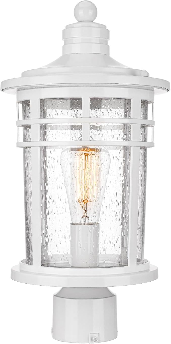 Darkaway Outdoor Post Lights Lamp Posts Outdoor Lighting, 17inch Large Waterproof Aluminum Post Lights Outdoor Light Fixtures with Glass, Light Posts for Outside Patio Yard (Large, White)