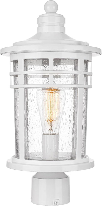 Darkaway Outdoor Post Lights Lamp Posts Outdoor Lighting, 17inch Large Waterproof Aluminum Post Lights Outdoor Light Fixtures with Glass, Light Posts for Outside Patio Yard (Large, White)