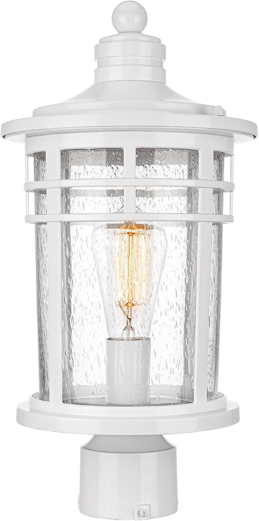 Darkaway Outdoor Post Lights Lamp Posts Outdoor Lighting, 17inch Large Waterproof Aluminum Post Lights Outdoor Light Fixtures with Glass, Light Posts for Outside Patio Yard (Large, White)