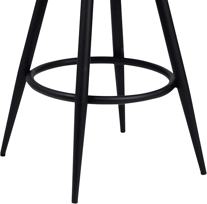 Armen Living Justin Modern Farmhouse 30" Seat Height Swivel Vintage Coffee Faux Leather Bar Stool with Black Metal Legs for Kitchen Island Counter, Set of 2