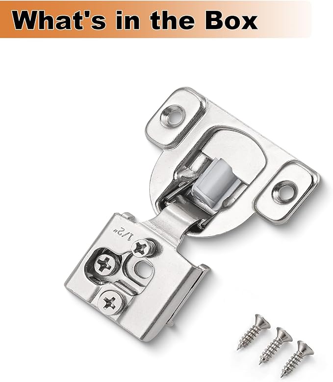 Probrico 20 Pack 10 Pair 1/2 inch Overlay Soft Close Cabinet Hinges Hidden Door Hinge for Kitchen Cabinet Hinges Concealed Self Closing Face Frame for Cupboard, Wardrobe, 105 Degree Opening Angel