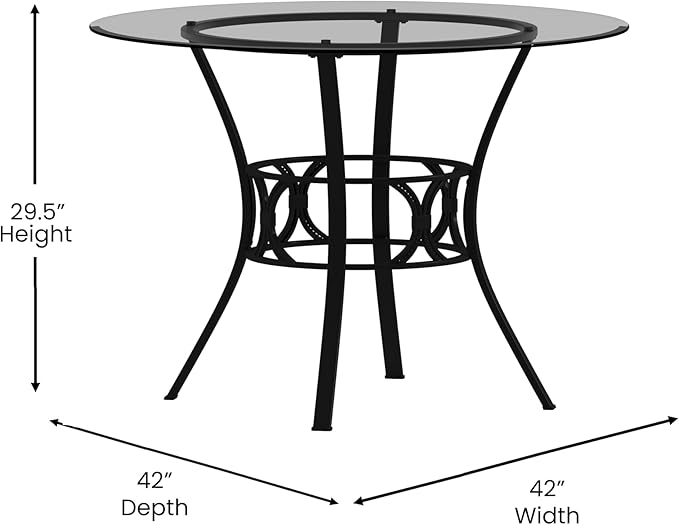 Flash Furniture Carlisle 42'' Round Glass Dining Table with Black Metal Frame