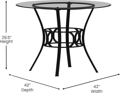 Flash Furniture Carlisle 42'' Round Glass Dining Table with Black Metal Frame