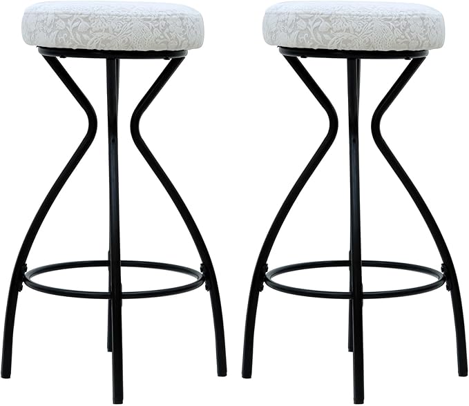 Modern Backless Bar Stools Set of 2 Round Upholstered Counter Stools for Kitchen Island Velvet Dining Chairs