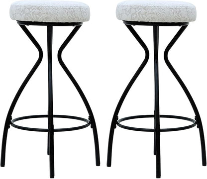 Modern Backless Bar Stools Set of 2 Round Upholstered Counter Stools for Kitchen Island Velvet Dining Chairs,for Living Room