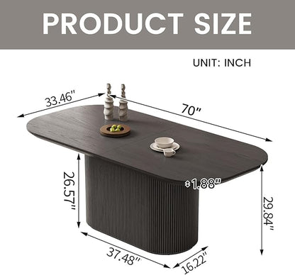 Miuuod 70.86" Extra Large Oval Dining Table for 4-8 People, Modern Kitchen Dining Room Table with Wave Base Legs, Contemporary Wood Table for Home Apartment Dark Grey
