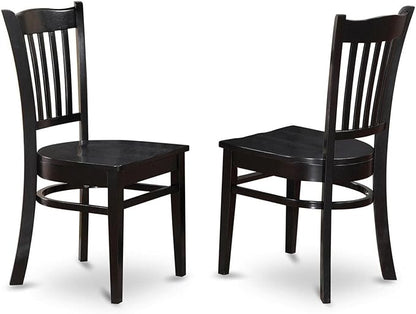 East West Furniture GRC-BLK-W Groton Dining Chairs - Slat Back Wood Seat Kitchen Chairs, Set of 2, Black