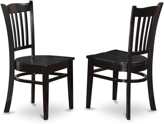 East West Furniture GRC-BLK-W Groton Dining Chairs - Slat Back Wood Seat Kitchen Chairs, Set of 2, Black