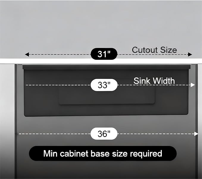 Kitsitchen Black Undermount Kitchen Sink,16 Gauge T-304S Stainless Steel Workstation Sink,33“ x 19"x 9" Large and Deep Single Bowl Kithchen Sink with Practical Accessories