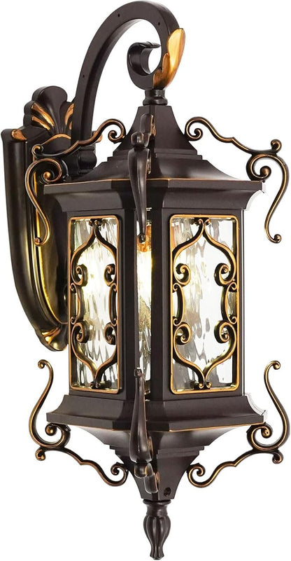Outdoor Wall Light Fixtures, IP55 Waterproof Outside Wall Lantern Retro Exterior Wall Sconces Vintage Wall-Mounted Lights for Garage House Porch Doorway, E26 w/o Bulb