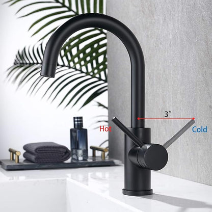 Bar Sink Faucets Single Hole, WiPPhs Matte Black Mini Kitchen Sink Faucets, Single Handle 1 Hole Modern Wet Bar Sink Faucets, Black Sink Faucet