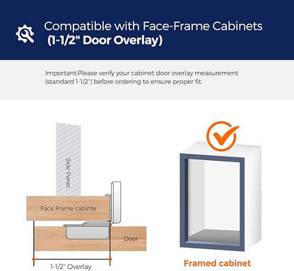 JOYDECOR 10 Packs (5 Pairs) 1-1/2 Inch Overlay Soft Close Hinges Satin Nickel Concealed Hidden Cabinet Hinges Stainless Steel for Face Frame Kitchen Cabinet Doors - 105 Degree