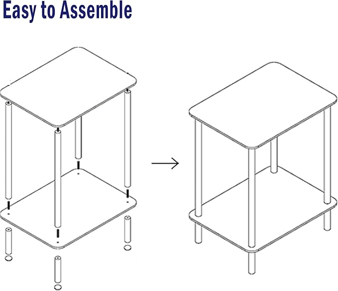 Tempered Glass Side Table, Acrylic End Table, 2-Tier Transparent Nightstand, Clear Coffee Table, for Small Spaces Living Room Bedroom Balcony Black LET518BK